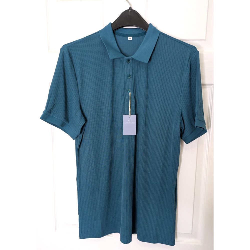 Mens Polo Shirt Golf Medium Golf Teal Short Sleeves Collared